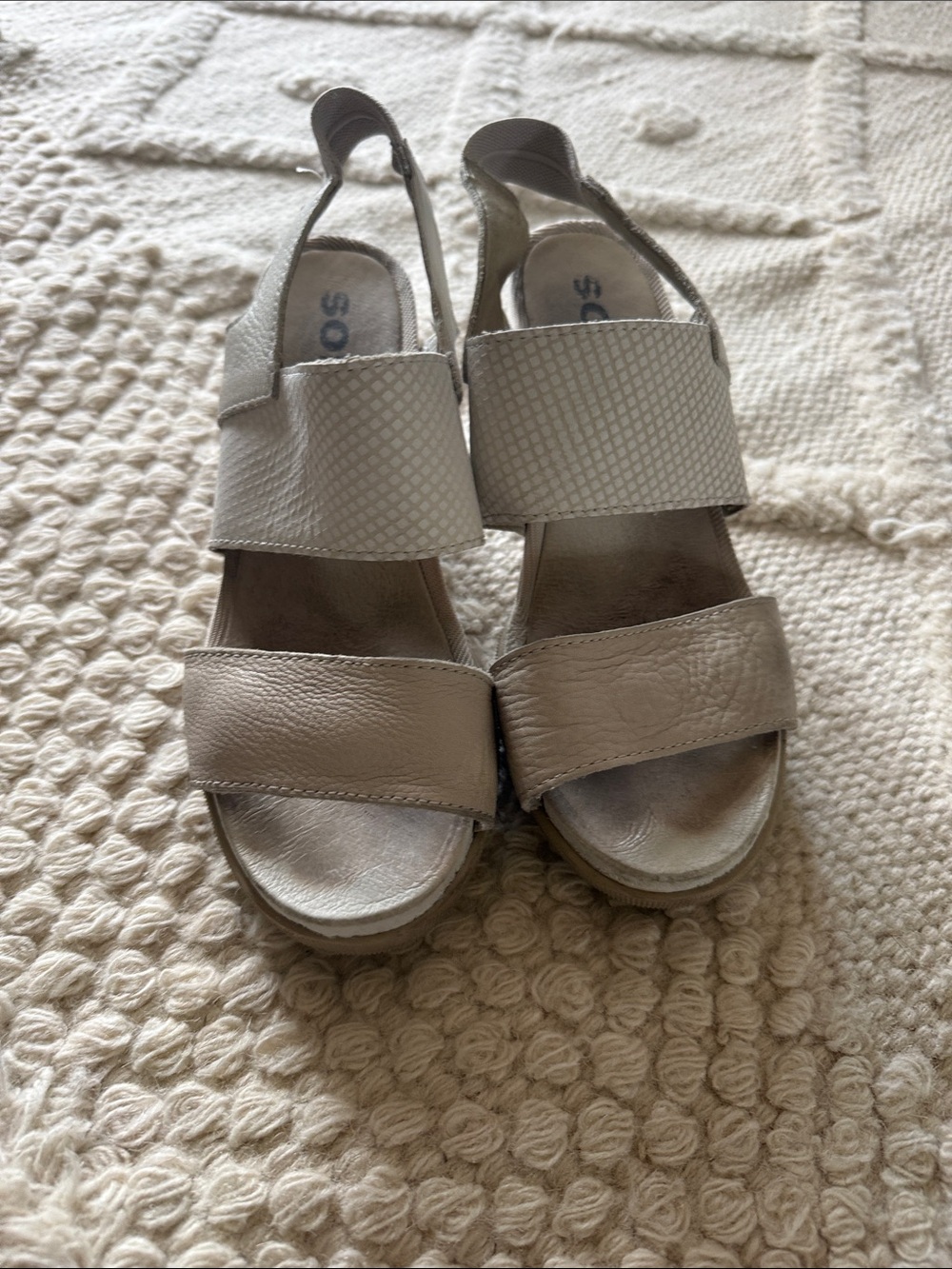 Sorel Women's Taupe Textured Leather Slingback Sandals